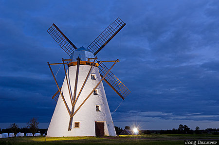 Vihula Windmill EST, Estonia, Lääne-Viru, Vihula, blue hour, evening light, flood-lit, Laeaene-Viru