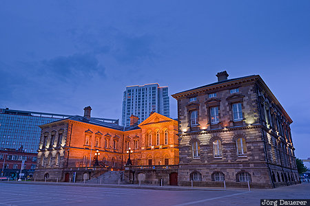 Belfast, GBR, Northern Ireland, United Kingdom, blue hour, Customs House, evening light, Gro&szlig;britannien, Vereinigtes K&ouml;nigreich, Grossbritannien, Vereinigtes Koenigreich