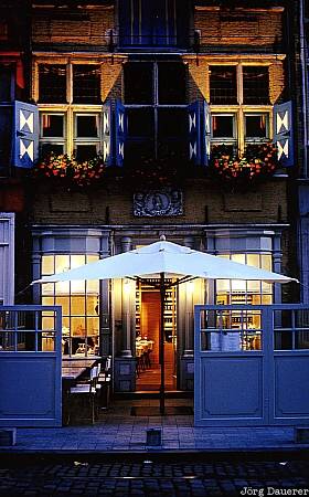 Gent, restaurant, night, Belgium, East Flanders, blue hour, flood-lit, Belgien