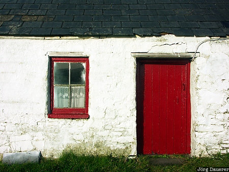 House, red, door, window, Kilkee, Republic of Ireland, sea, Clare, Ireland, Irland