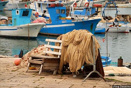 Italy, Apulia, Trani, fishing boat, fishing gear, fishing net, mediterranean sea, Italien, Italia, Apulien, Puglia