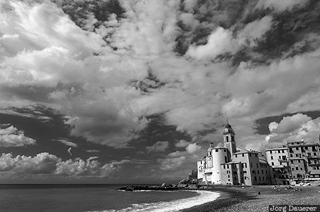 Santa Maria Assunta Camogli, ITA, Italy, Liguria, Basilica, beach, clouds, Italien, Italia