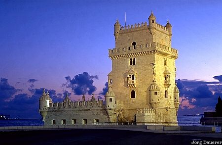 belem, torre de belem, tower of belem, tejo, river tejo, night, sunset, Portugal, Lisbon