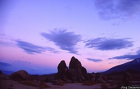 Alabama Hills, evening, clouds, rocks, Owens Valley, California, United States, USA, Vereinigte Staten, Kalifornien, CA