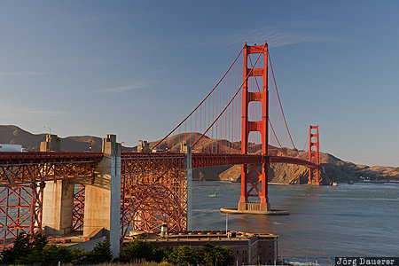 Golden Gate Bridge California, Fort Winfield Scott, San Francisco, United States, USA, Battery Lancaster, evening light, Vereinigte Staten, Kalifornien, CA