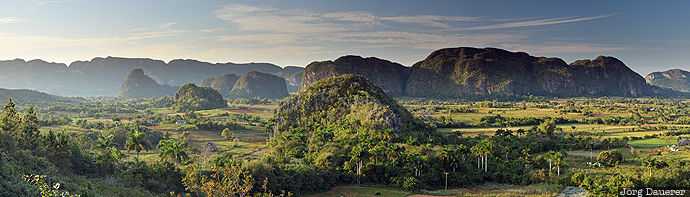 Viñales Valley blue sky, clouds, CUB, Cuba, evening light, green, mogotes, Pinar del Río, Viñales, Kuba, Pinar del Rio, Vinales