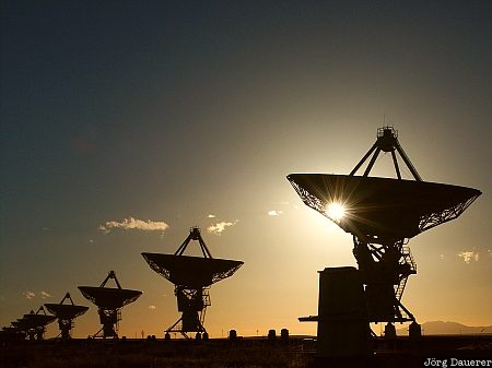 VLA, Very Large Array, Radio Astronomy Observatory, New Mexico, sunbeams, Plains of San Agustin, Magdalena, United States, USA, Vereinigte Staten, Neu Mexiko, NM