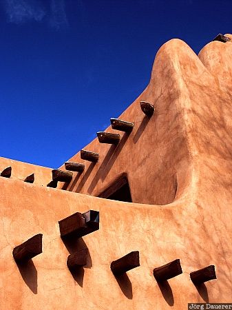 Santa Fe, New Mexico, adobe, United States, blue sky, morning light, Neu Mexiko, USA, Vereinigte Staten, NM