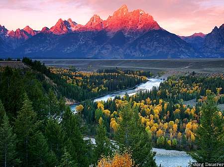 Snake River Overlook morning, clouds, Snake River Overlook, Teton Range, Grand Teton National Park, Wyoming, United States, USA, Vereinigte Staten, WY