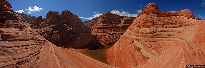 United States, Arizona, blue sky, clouds, coyote buttes, puddle, rocks, USA, Vereinigte Staten