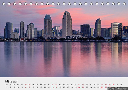 San Diego, San Diego County, California, USA, calendar, March, German, United States, Vereinigte Staten, Kalifornien, CA