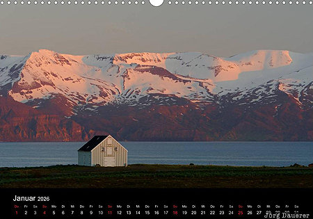 House, H&uacute;sav&iacute;k, Nor&eth;urland Eystra, Iceland, calendar, January, H&uacute;savik