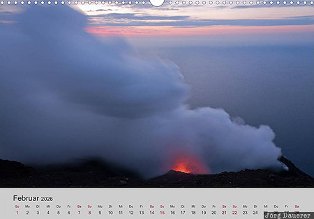 Stromboli, Aeolian Islands, Sicily, Sizilien, Italy, calendar, German, Italien, Italia, Sicilia