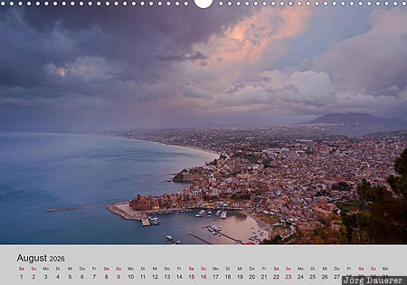 Castellammare del Golfo, Sicily, Sizilien, Italy, calendar, German, August, Italien, Italia, Sicilia