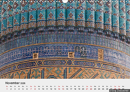 Bibi-Khanym Mosque, Samarkand, Uzbekistan, calendar, November, German